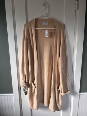 NWT Old Navy Beige Open-Front Ribbed Cardigan with Pockets - Size XL